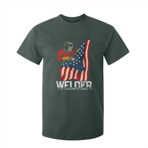Welder Patriotic American Flag T Shirt For Kid TS14 Dark Forest Green Print Your Wear