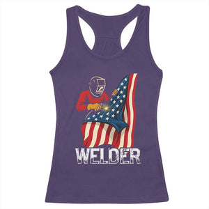 Welder Patriotic American Flag Racerback Tank Top TS14 Purple Print Your Wear