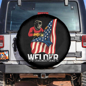 Welder Patriotic American Flag Spare Tire Cover TS14 No hole Black Print Your Wear