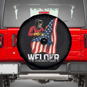 Welder Patriotic American Flag Spare Tire Cover TS14 Black Print Your Wear
