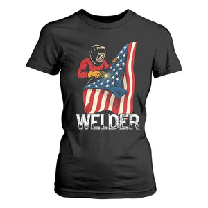 Welder Patriotic American Flag T Shirt For Women TS14 Black Print Your Wear