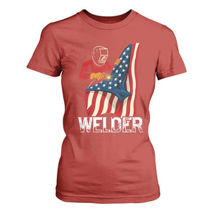 Welder Patriotic American Flag T Shirt For Women TS14 Red Print Your Wear