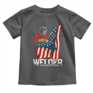 Welder Patriotic American Flag Toddler T Shirt TS14 Dark Heather Print Your Wear