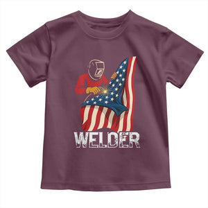 Welder Patriotic American Flag Toddler T Shirt TS14 Maroon Print Your Wear