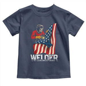Welder Patriotic American Flag Toddler T Shirt TS14 Navy Print Your Wear
