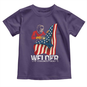 Welder Patriotic American Flag Toddler T Shirt TS14 Purple Print Your Wear