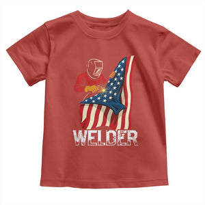 Welder Patriotic American Flag Toddler T Shirt TS14 Red Print Your Wear