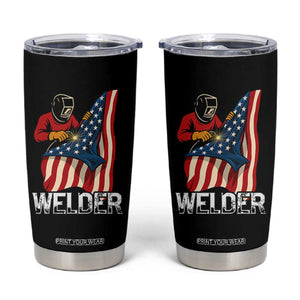 Welder Patriotic American Flag Tumbler Cup TS14 Black Print Your Wear
