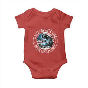 Walk With A Limp Weld Like A Pimp Baby Onesie Funny Welding Welder Patriotic American Flag TS14 Red Print Your Wear