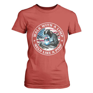 Walk With A Limp Weld Like A Pimp T Shirt For Women Funny Welding Welder Patriotic American Flag TS14 Red Print Your Wear