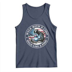 Walk With A Limp Weld Like A Pimp Tank Top Funny Welding Welder Patriotic American Flag TS14 Navy Print Your Wear