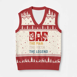 Dad The Man The Myth The Legend V-Neck Knit Sweater Vest Funny Welder Welding TS14 Beige Red Print Your Wear