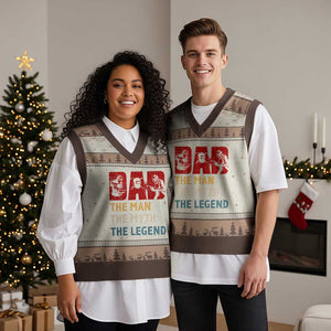 Dad The Man The Myth The Legend V-Neck Knit Sweater Vest Funny Welder Welding TS14 Mocha Mousse Print Your Wear