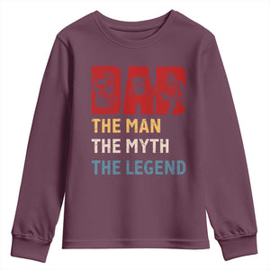Dad The Man The Myth The Legend Youth Sweatshirt Funny Welder Welding TS14 Maroon Print Your Wear