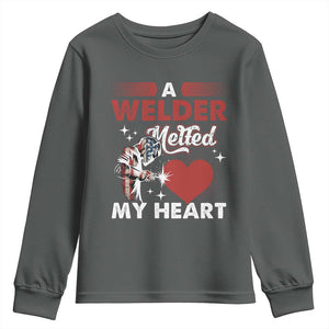 Funny Welding Welder Wife Girlfriend Youth Sweatshirt TS14 Dark Heather Print Your Wear