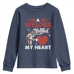 Funny Welding Welder Wife Girlfriend Youth Sweatshirt TS14 Navy Print Your Wear