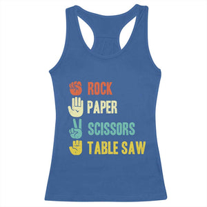 Funny Woodworker Racerback Tank Top Rock Paper Scissors Table Saw TS14 Royal Blue Print Your Wear