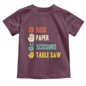 Funny Woodworker Toddler T Shirt Rock Paper Scissors Table Saw TS14 Maroon Print Your Wear
