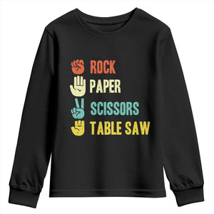 Funny Woodworker Youth Sweatshirt Rock Paper Scissors Table Saw TS14 Black Print Your Wear