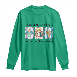 Nativity Scene Christian Christmas Long Sleeve Shirt Feliz Navidad TS14 Irish Green Print Your Wear