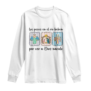 Nativity Scene Christian Christmas Long Sleeve Shirt Feliz Navidad TS14 White Print Your Wear