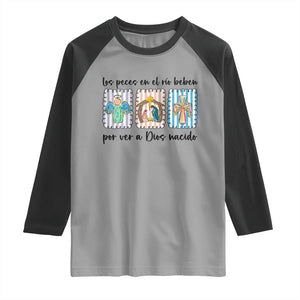 Nativity Scene Christian Christmas Raglan Shirt Feliz Navidad TS14 Sport Gray Black Print Your Wear