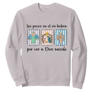 Nativity Scene Christian Christmas Sweatshirt Feliz Navidad TS14 Ice Gray Print Your Wear