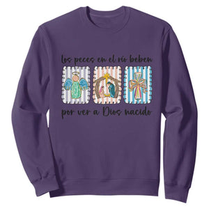 Nativity Scene Christian Christmas Sweatshirt Feliz Navidad TS14 Purple Print Your Wear
