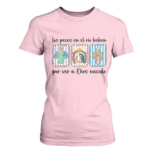 Nativity Scene Christian Christmas T Shirt For Women Feliz Navidad TS14 Light Pink Print Your Wear
