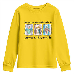 Nativity Scene Christian Christmas Youth Sweatshirt Feliz Navidad TS14 Daisy Print Your Wear