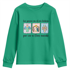 Nativity Scene Christian Christmas Youth Sweatshirt Feliz Navidad TS14 Irish Green Print Your Wear