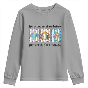 Nativity Scene Christian Christmas Youth Sweatshirt Feliz Navidad TS14 Sport Gray Print Your Wear