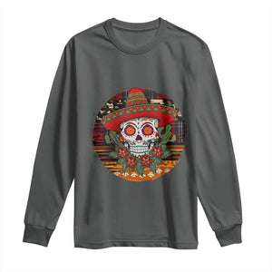 Sugar Skull Mexican Christmas Long Sleeve Shirt TS14 Dark Heather Print Your Wear