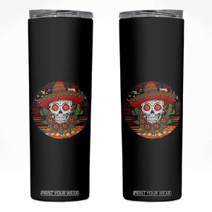 Sugar Skull Mexican Christmas Skinny Tumbler TS14 Black Print Your Wear
