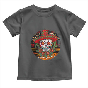 Sugar Skull Mexican Christmas Toddler T Shirt TS14 Dark Heather Print Your Wear