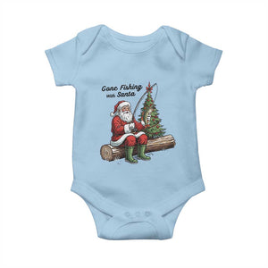 Santa Fishing Chritsmas Baby Onesie Funny Fisherman Xmas TS14 Light Blue Print Your Wear