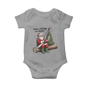 Santa Fishing Chritsmas Baby Onesie Funny Fisherman Xmas TS14 Sport Gray Print Your Wear