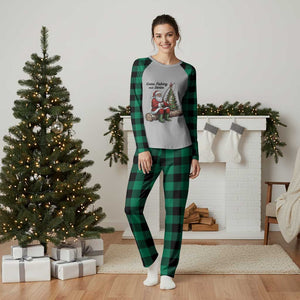 Santa Fishing Chritsmas Plaid Pajama Set Funny Fisherman Xmas TS14 Green Plaid Print Your Wear