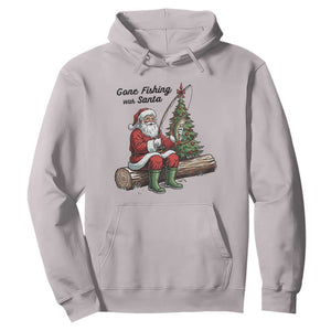 Santa Fishing Chritsmas Hoodie Funny Fisherman Xmas TS14 Ice Gray Print Your Wear
