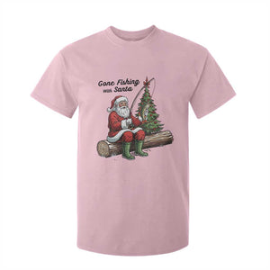 Santa Fishing Chritsmas T Shirt For Kid Funny Fisherman Xmas TS14 Light Pink Print Your Wear