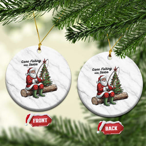 Santa Fishing Chritsmas Ceramic Ornament Funny Fisherman Xmas TS14 1pc White Marble Print Your Wear