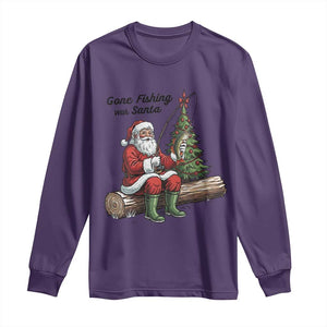 Santa Fishing Chritsmas Long Sleeve Shirt Funny Fisherman Xmas TS14 Purple Print Your Wear