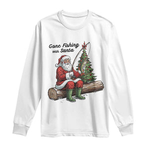 Santa Fishing Chritsmas Long Sleeve Shirt Funny Fisherman Xmas TS14 White Print Your Wear