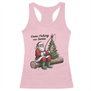 Santa Fishing Chritsmas Racerback Tank Top Funny Fisherman Xmas TS14 Light Pink Print Your Wear