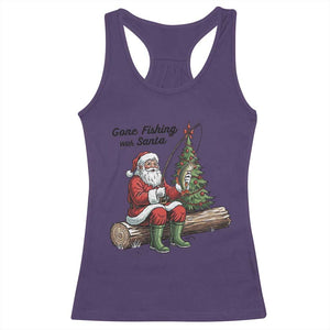 Santa Fishing Chritsmas Racerback Tank Top Funny Fisherman Xmas TS14 Purple Print Your Wear