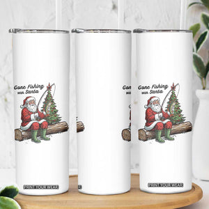 Santa Fishing Chritsmas Skinny Tumbler Funny Fisherman Xmas TS14 Print Your Wear