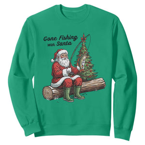 Santa Fishing Chritsmas Sweatshirt Funny Fisherman Xmas TS14 Irish Green Print Your Wear