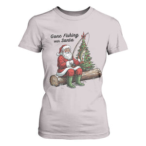 Santa Fishing Chritsmas T Shirt For Women Funny Fisherman Xmas TS14 Ice Gray Print Your Wear