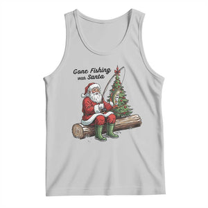 Santa Fishing Chritsmas Tank Top Funny Fisherman Xmas TS14 Ash Print Your Wear