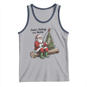 Santa Fishing Chritsmas Tank Top Funny Fisherman Xmas TS14 Athletic Heather Navy Print Your Wear